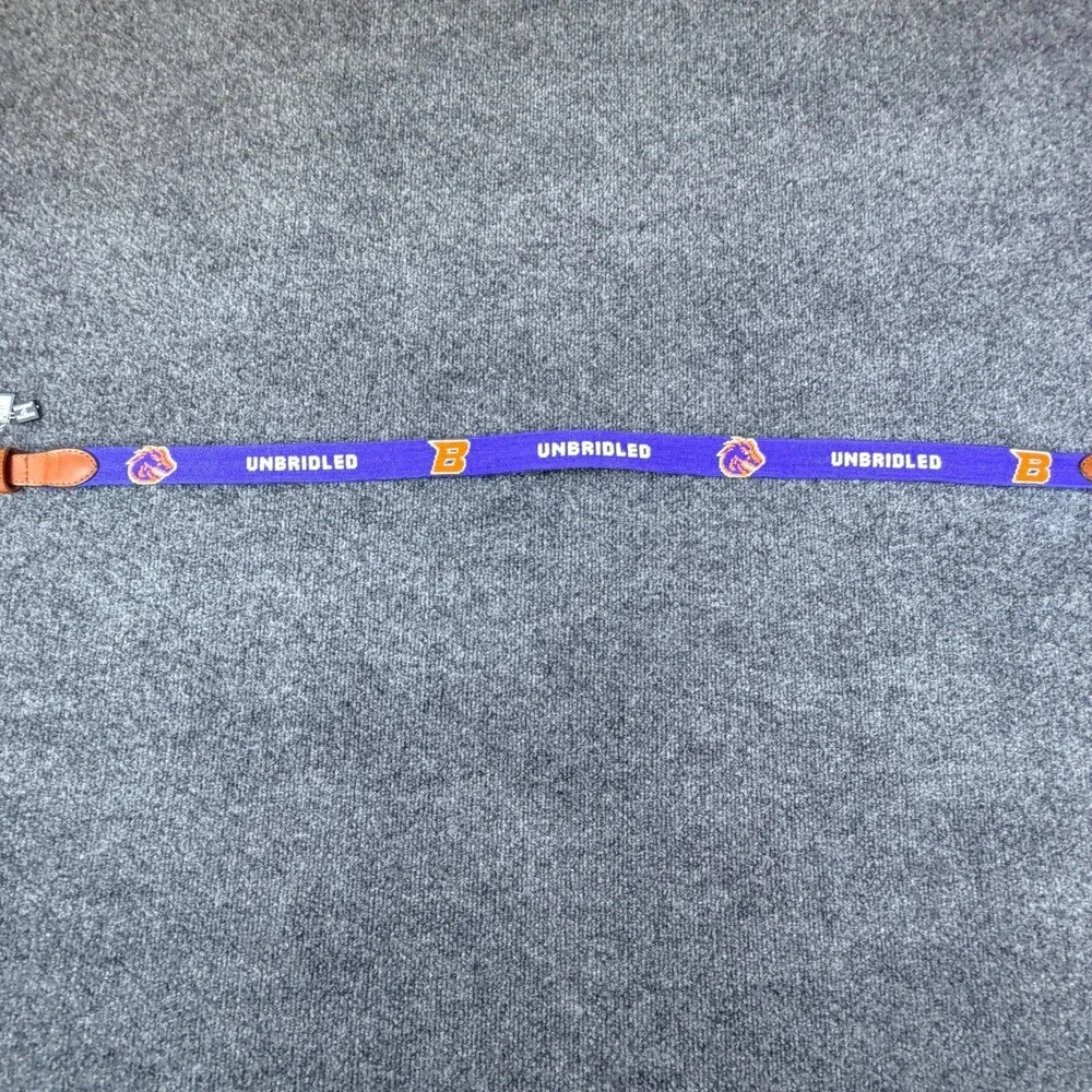 Smathers and Branson Boise State Football belt size 40 leather Brass Needlepoint